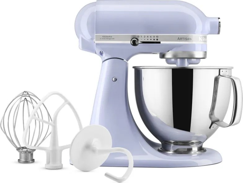 Mixer planetar KitchenAid Artisan Elegance 5KSM125ELR Lavander Cream, 300 W, 4,8 l, Transmisie directa, 10 viteze, Violet
