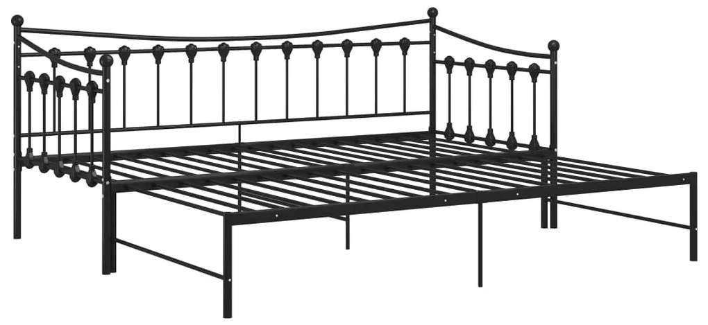 Cadru pat canapea extensibila, negru, 90x200 cm, metal Negru