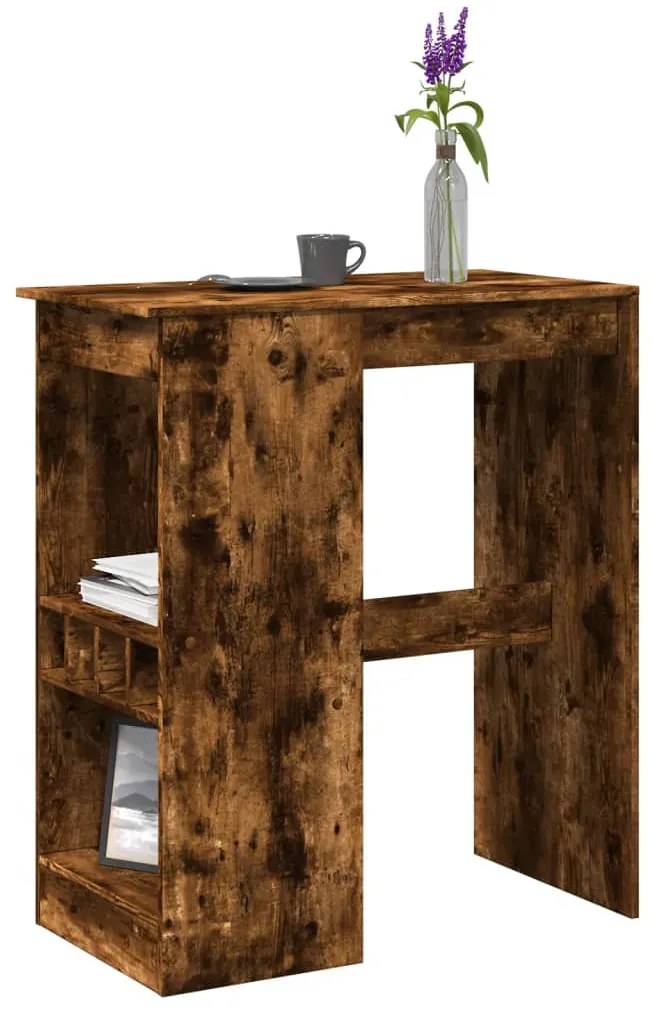 vidaXL Masă bar cu raft stejar fumuriu 90x47,5x103,5 cm lemn prelucrat