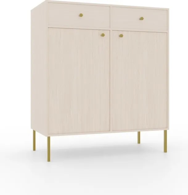 Comodă cu doua usi si doua serare, 84x41x94cm, Tili System, ADRK Furniture (Culoare: Bej nisip / Bej nisip)