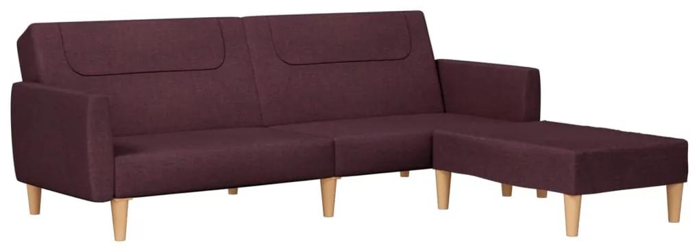 Canapea pat cu 2 locuri, cu taburet, violet, textil Violet, Cu suport de picioare