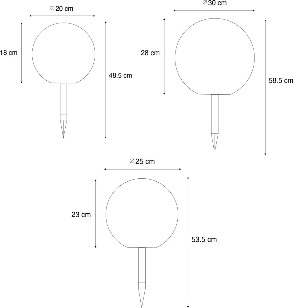 Set de 3 lampi de podea exterioare albe cu LED solar IP44 - Ludger