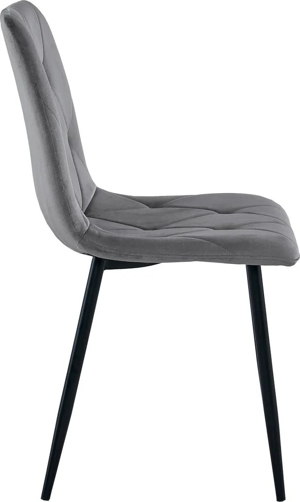 OFERTA Scaun de sufragerie din catifea gri inchis LIBRA cu picioare negre Calitatea a II-a