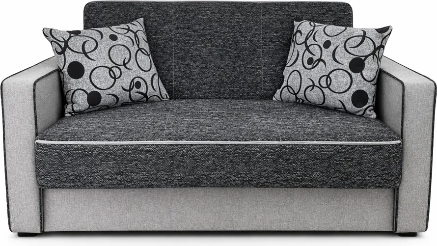 Canapea SAMY NEXT extensibila, 2 locuri, cu lada de depozitare, stofa gri cu negru, cadru metalic, 152x100x92 cm Gri + Negru, stofa