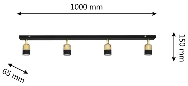 Spot LED TUBSSON 4xGU10/4,8W/230V negru/auriu