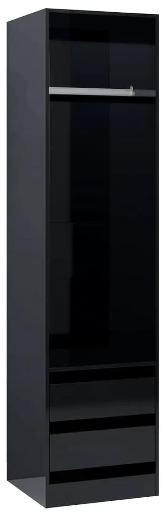 Sifonier cu sertare, negru extralucios, 50x50x200 cm, PAL negru foarte lucios, 1