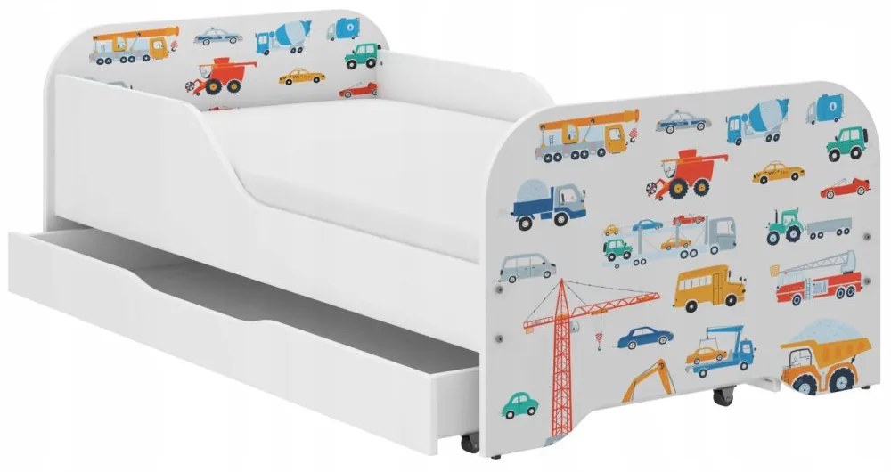Pat pentru copii 140 x 70 cm cu motiv de camion
