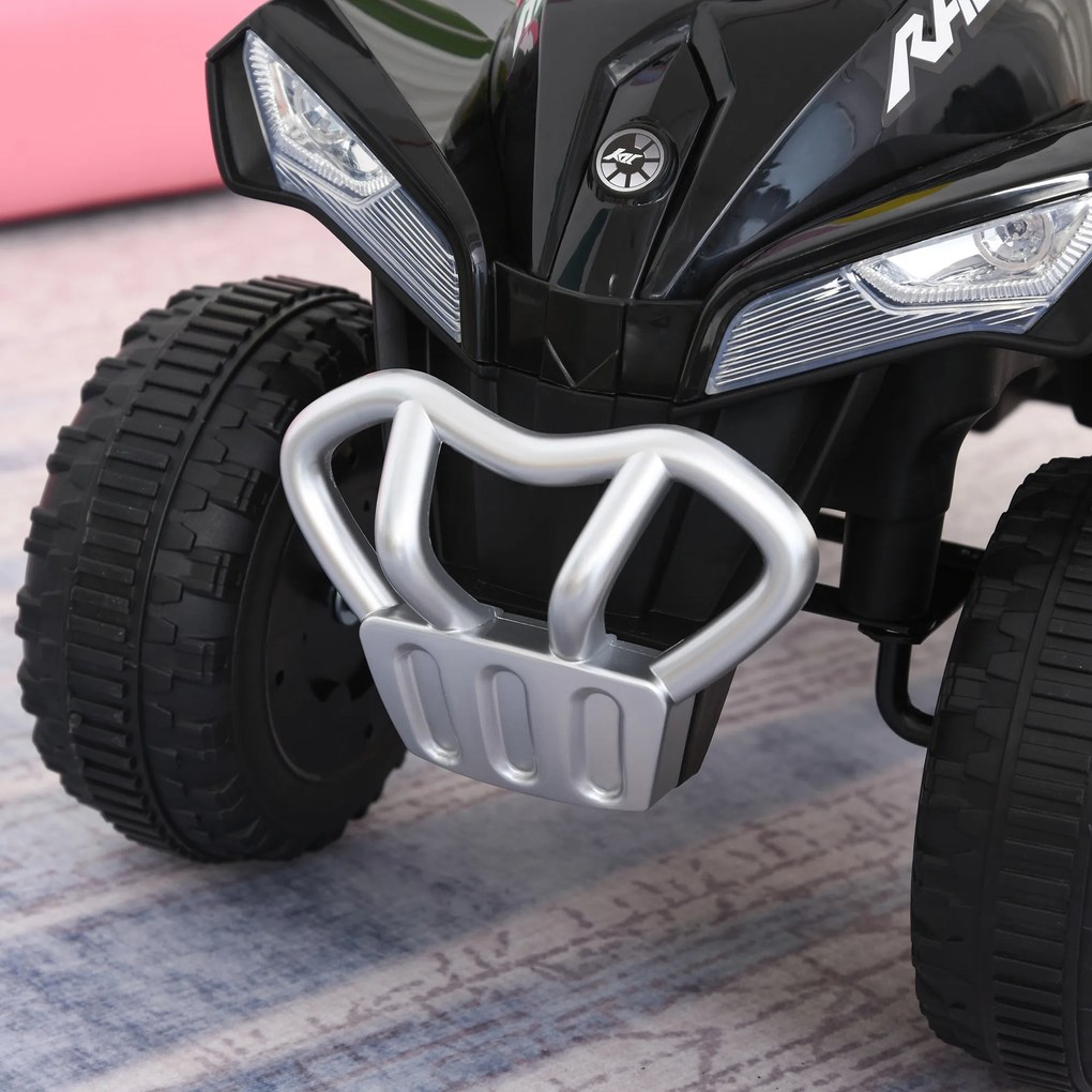 HOMCOM Mini quad pentru copii 18-36 luni, fără pedale, cu muzică și mânere late, PP și metal, negru | Aosom Romania