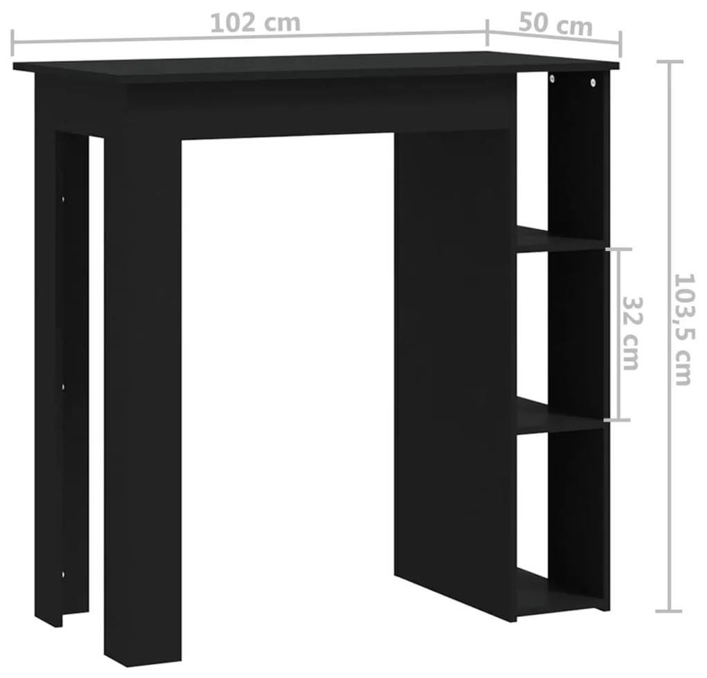 Masa de bar cu raft, negru, 102x50x103,5 cm, PAL 1, Negru