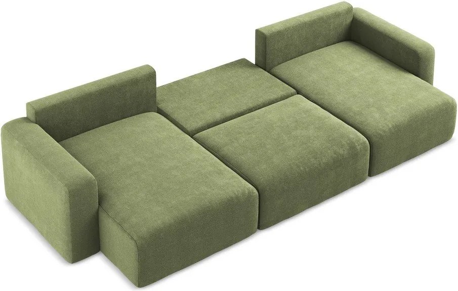 Colțar verde extensibil/cu spațiu de depozitare cu tapițerie din chenille (în formă de "U") Kona – Makamii