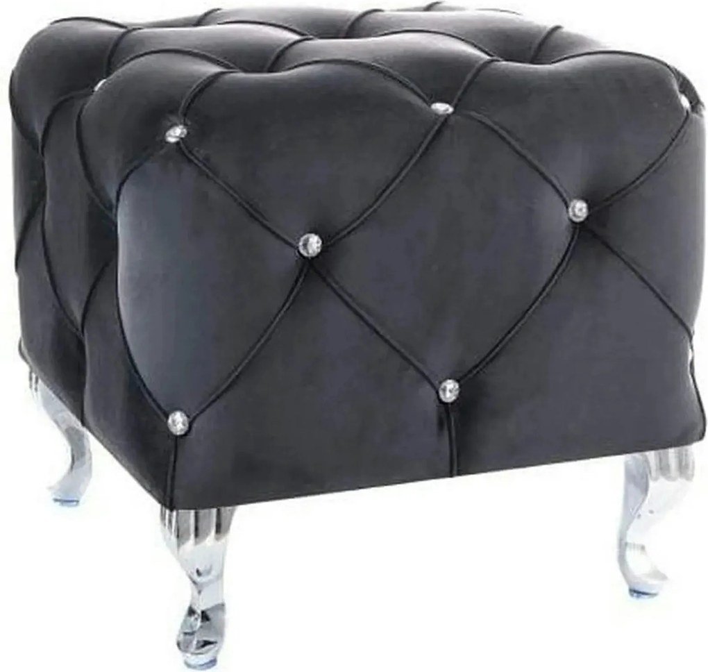 Taburet HESTIA K, stofa catifelata negru - Bluvel 19, 50x50x46 cm