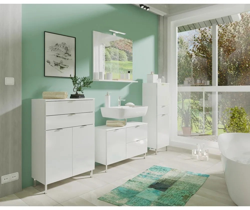 Oglindă de perete cu led/cu raft 76x75 cm – Germania