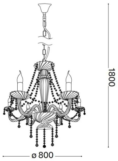 Lustră de cristal pe lanț Ideal Lux AMADEUS 8xE14/40W/230V d. 80 cm transparent