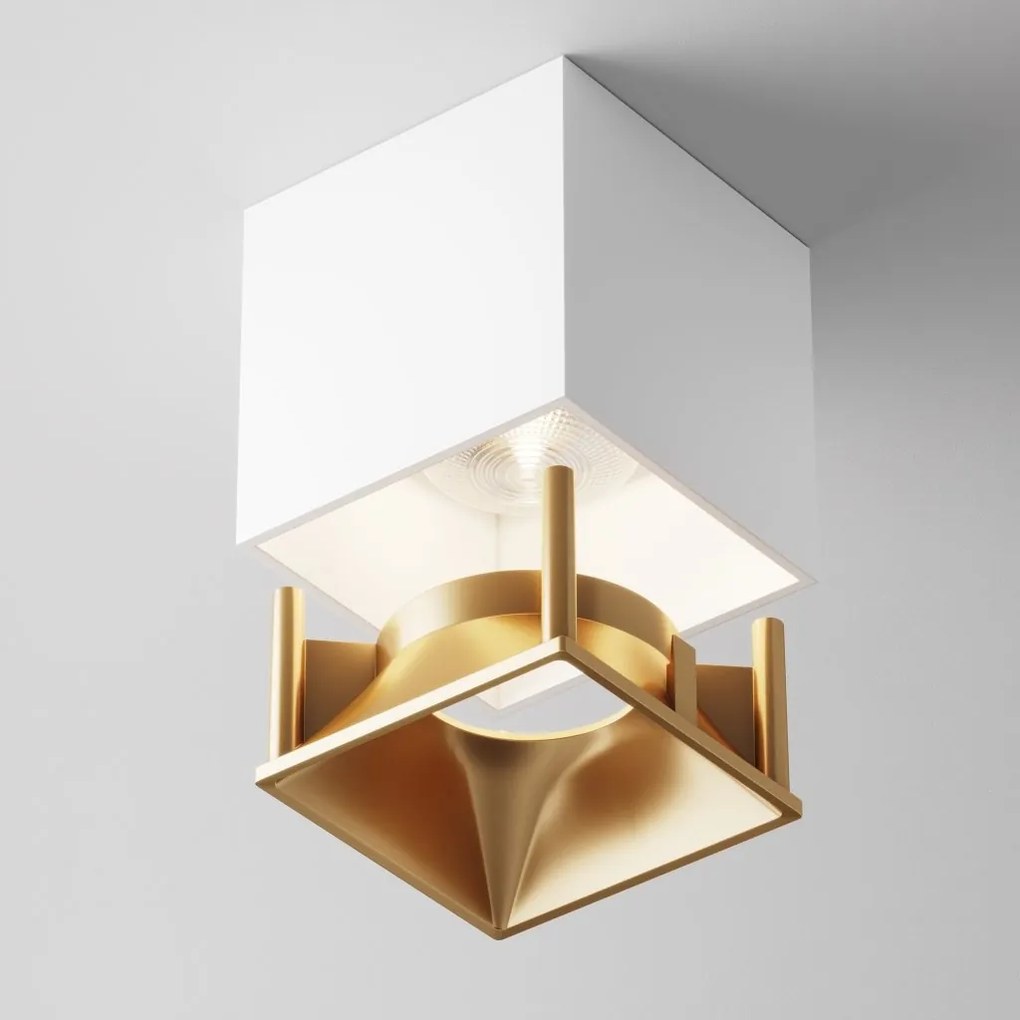 Spot LED aplicat, plafoniera dimabil design tehnic Alfa alb 7x7cm, 4000K
