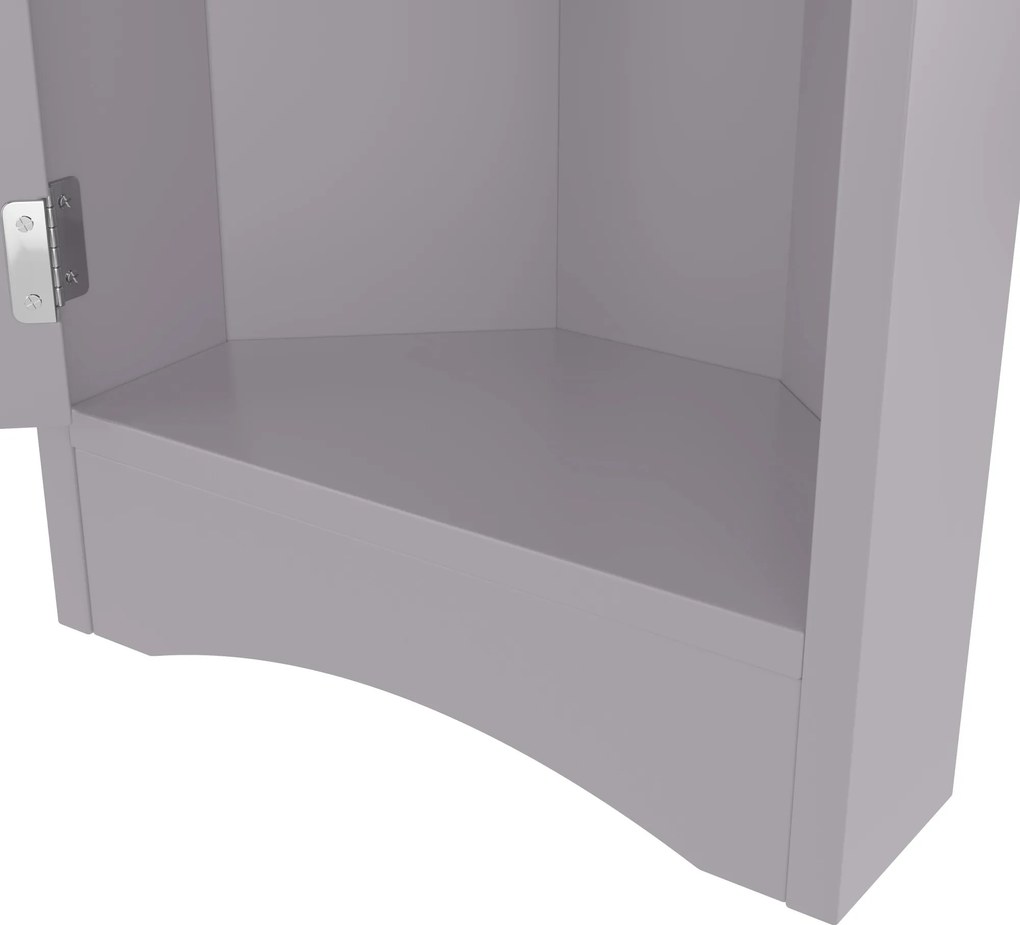 Dulap de baie triunghiular, cu rafturi reglabile și uși duble, 37x24,5x170 cm, Gri