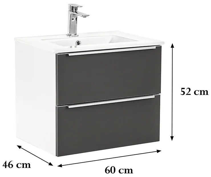 Dulap inferior Vario Trim 60 cu lavoar alb-antracit