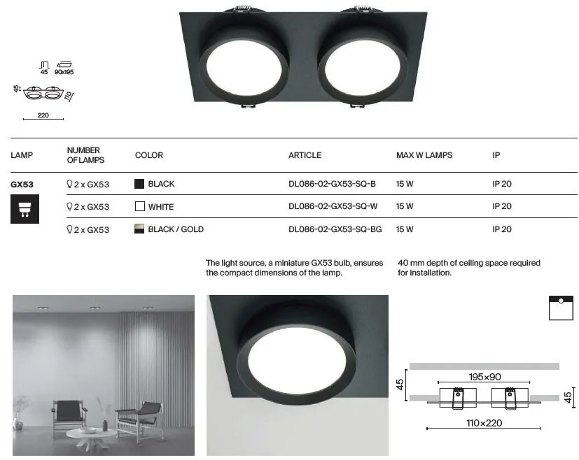 Spot incastrabil design tehnic Hoop 2 alb