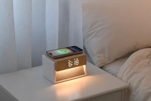 Immax 09114L - Lampă de birou LED cu ceas deșteptător și încărcare CALM LED/1,2W/5V