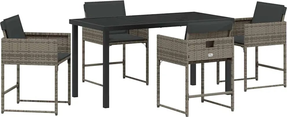 vidaXL Set de masă pentru grădină 5 pcs Gri poliratan