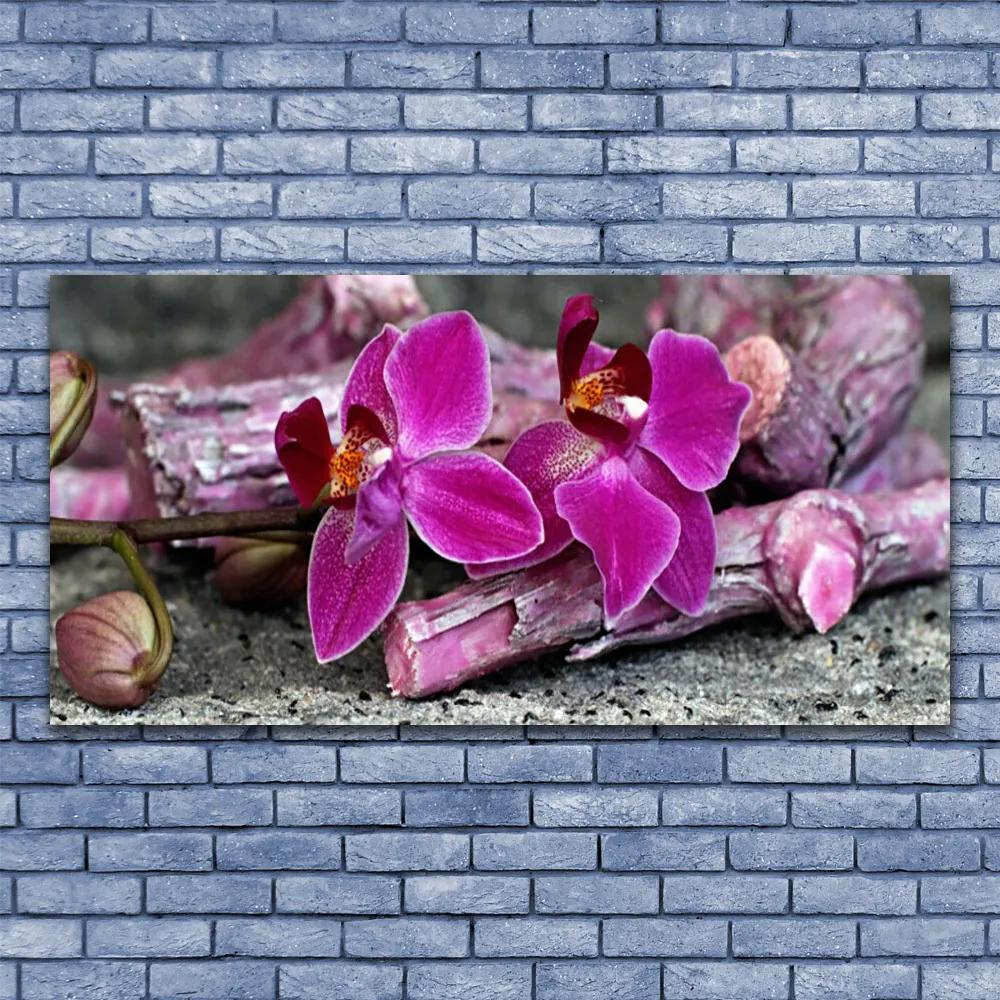 Tablouri acrilice Lemn Flori Floral Maro Rosu