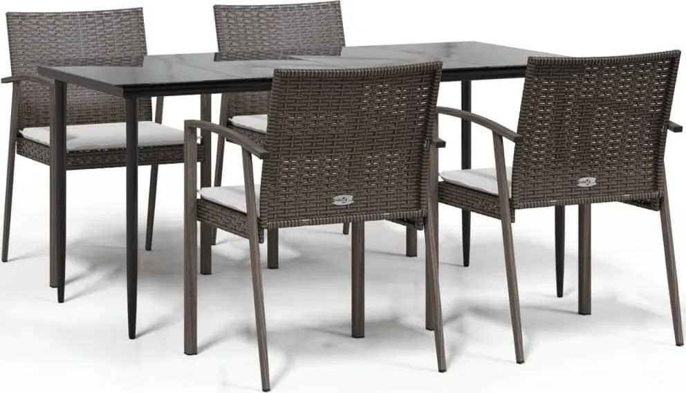 vidaXL Set mobilier de grădină cu perne, 5 piese, poliratan și oțel