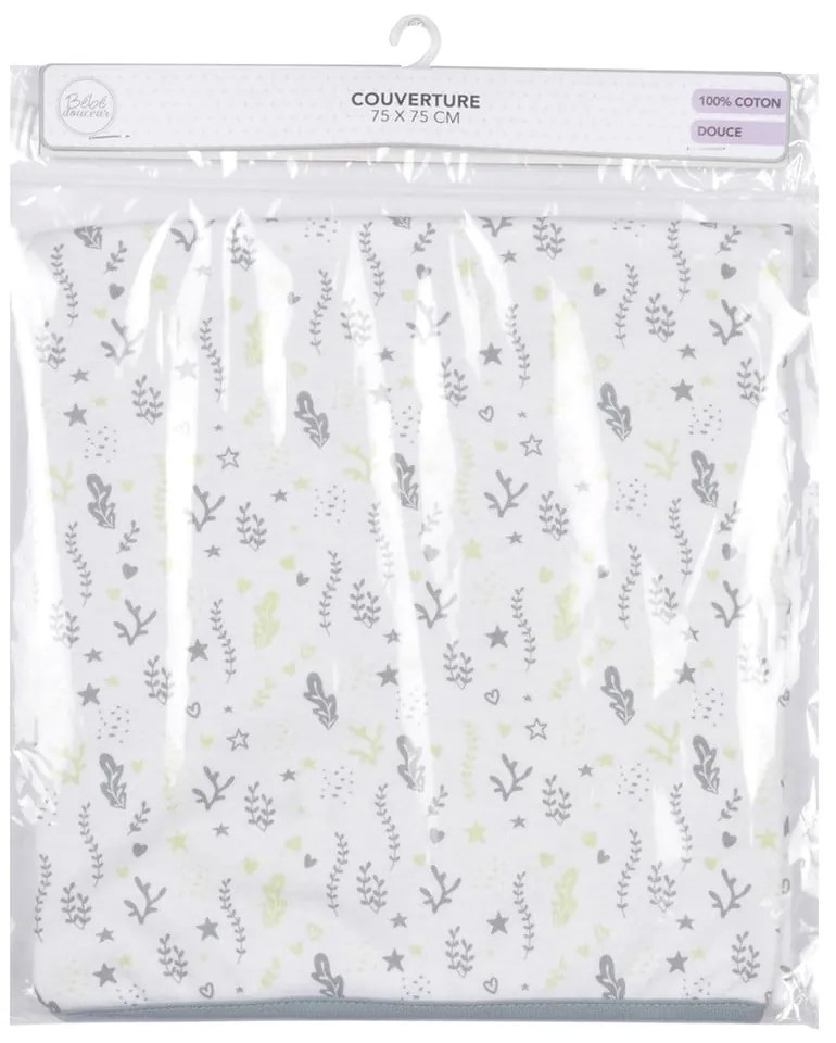 Pătură pentru copii albă-gri din bumbac 75x75 cm Ocean – Bébé Douceur