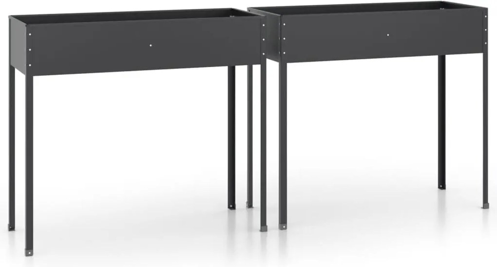 vidaXL Jardiniere de grădină, 2 buc., antracit, oțel galvanizat