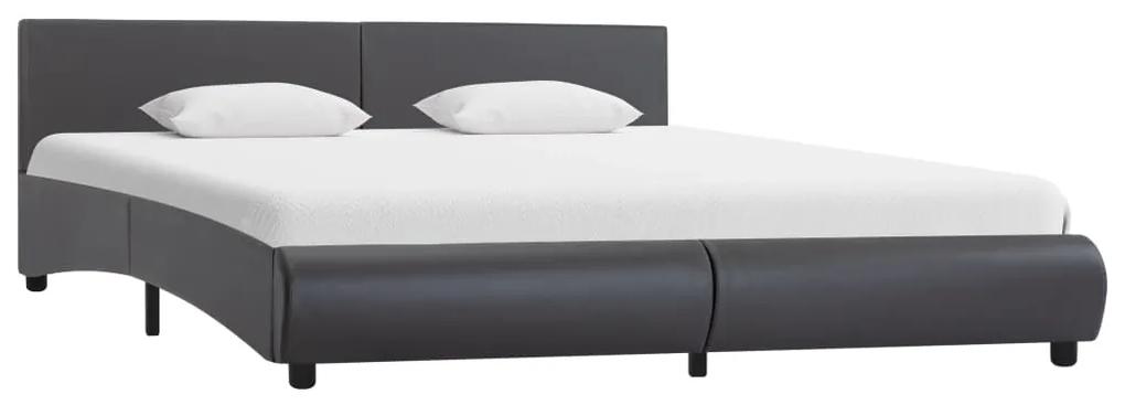 285497 vidaXL Cadru de pat cu LED, gri, 180 x 200 cm, piele artificială