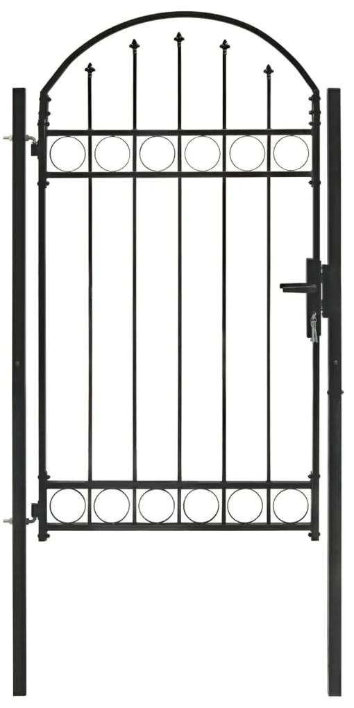 Poarta de gard cu arcada, negru, 100 x 175 cm, otel 100 x 175 cm
