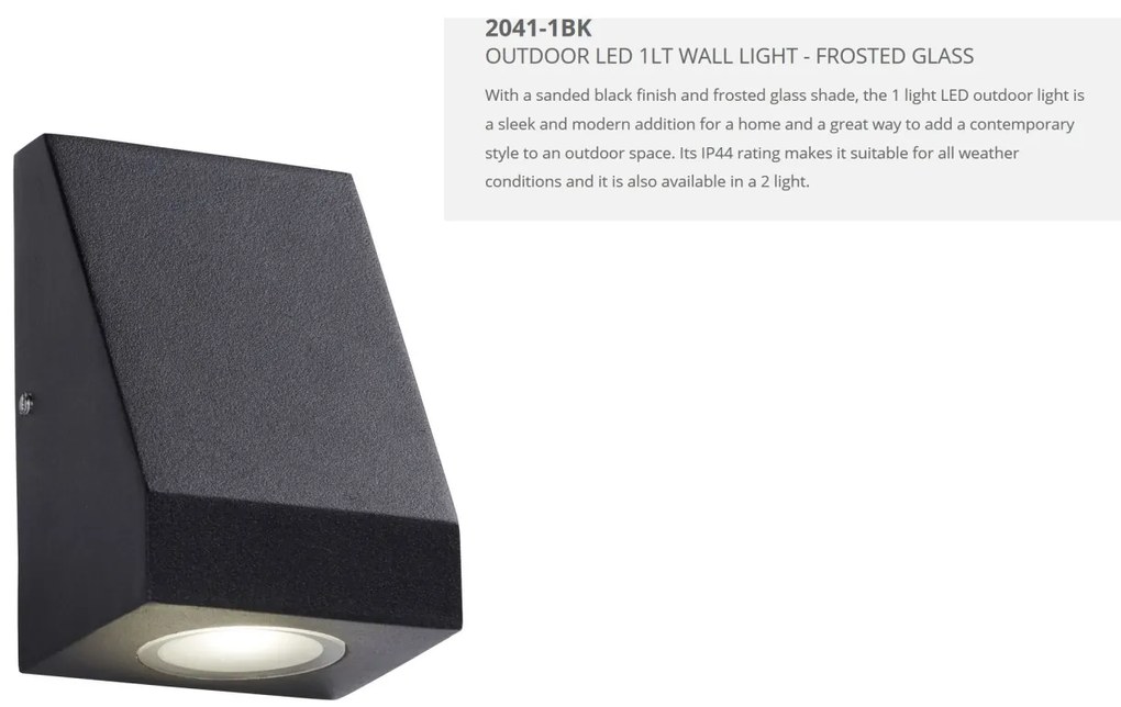 Aplica perete LED de exterior IP44 Down 2041-1BK SRT