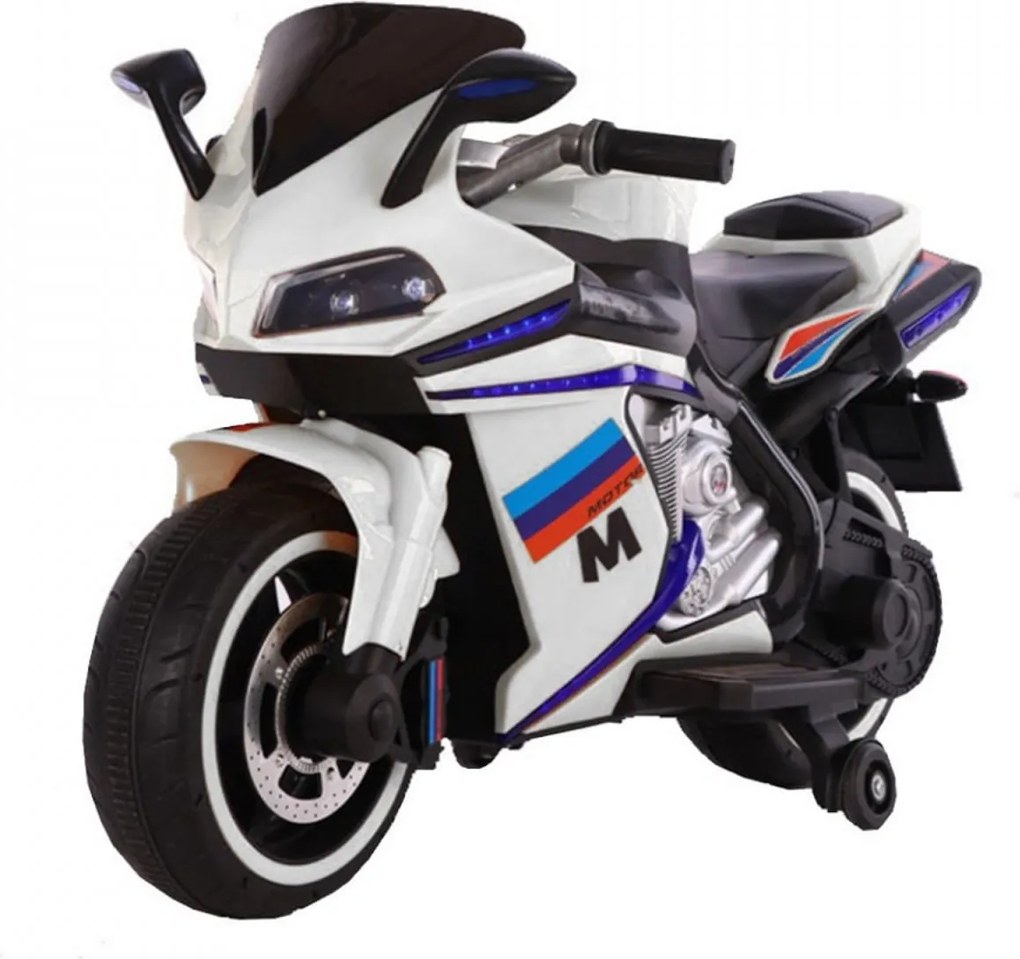 Motocicleta Electrica cu Acumulator Pentru Copii NOVOKIDS™ Sport Premium Motor, 12 Volti, 3-6 ani, max 30 kg, Cu Melodii si Lumini Frontale, Roti