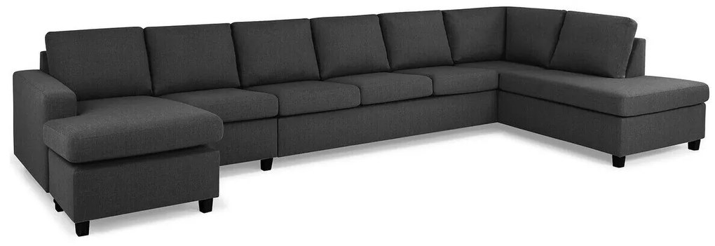 Colțar Scandinavian Choice C178Negru, Gri, 407x199x79cm, Picioare: Plastic