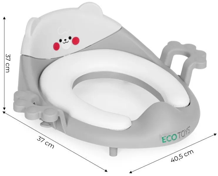 Scaun de toaletă cu urechi și pernă moale gri