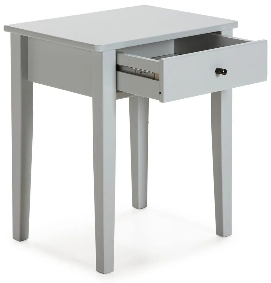 Noptieră gri deschis din lemn masiv de pin Bart – Marckeric