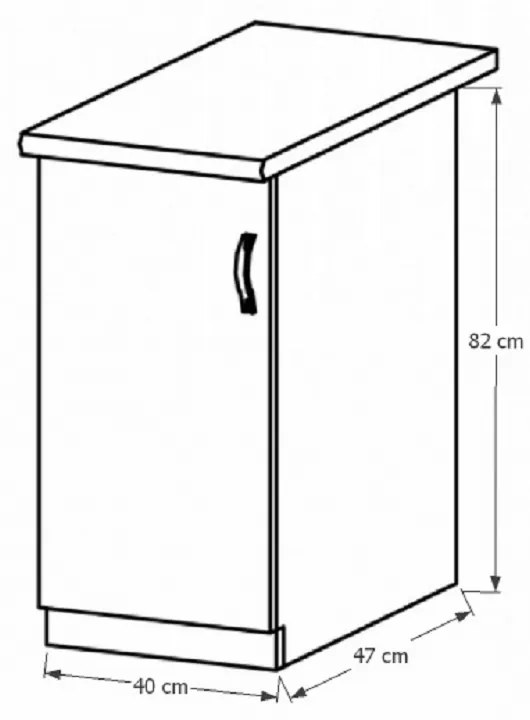 Dulap inferior de bucătărie D40L Sillina (Nuc milano). 1015107
