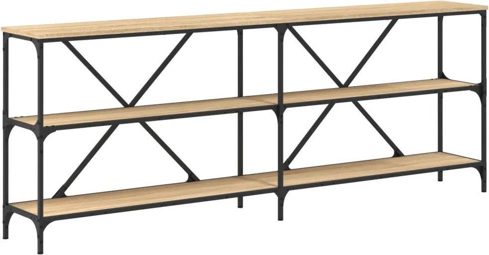 vidaXL Masă consolă stejar sonoma 200x30x75 cm lemn prelucrat și fier