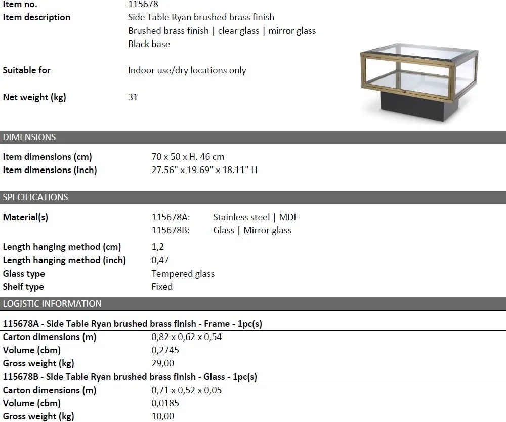 Masuta/ Vitrina pentru prezentarea cartilor sau obiectelor decorative Ryan