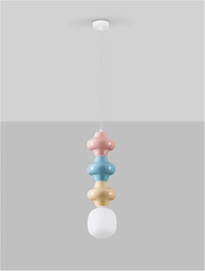 Pendul ceramic design modern CHIC roz/ albastru/ galben