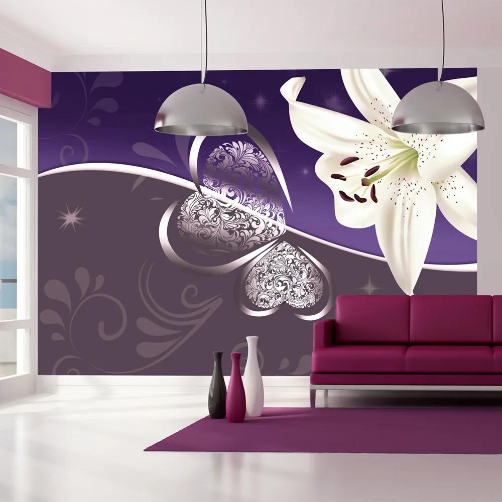 Fototapet Bimago - Lily in shades of violet + Adeziv gratuit 350x245 cm