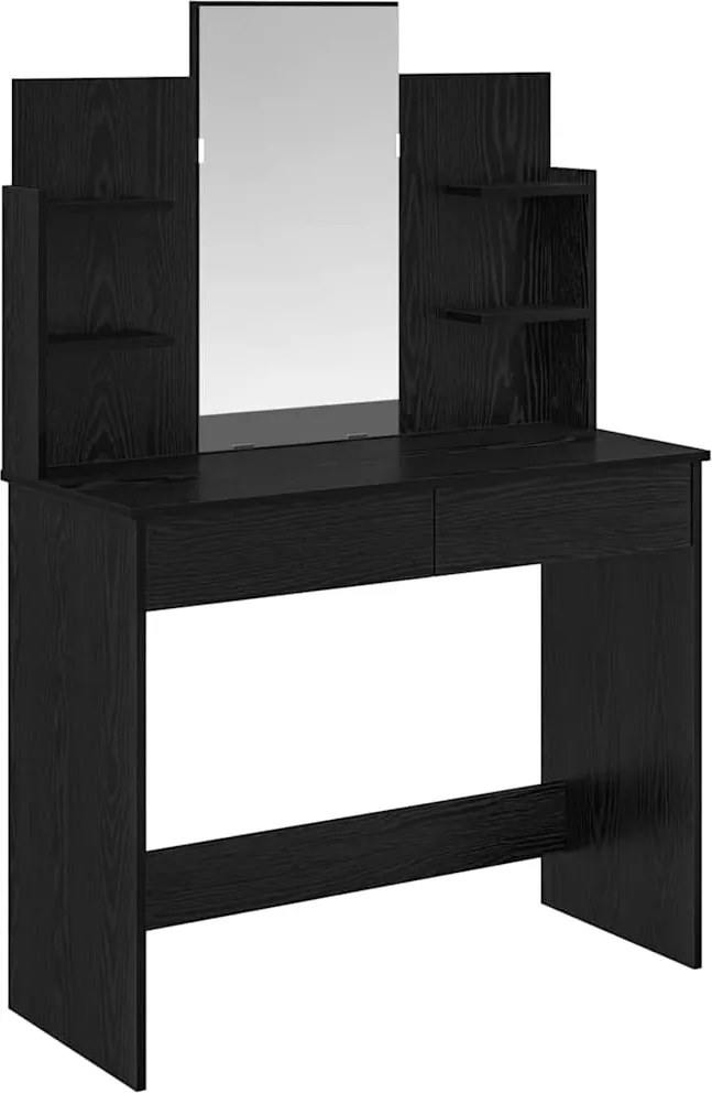 vidaXL Masă de Îmbrăcat cu Oglindă Stejar Negru 96 x 39 x 142 cm
