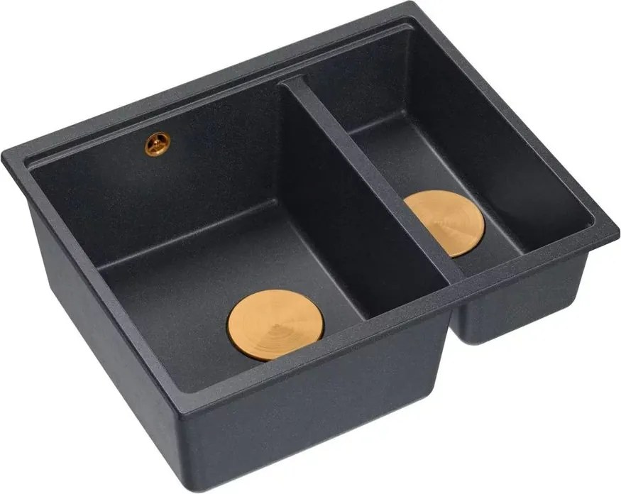 Chiuveta compozit incastrata Quadron Logan 150 negru diamant - cupru 56x46 cm