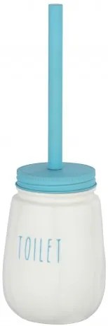 Perie de toaleta cu suport din ceramica, Tirana Alb / Albastru, Ø11,5xH34,5 cm