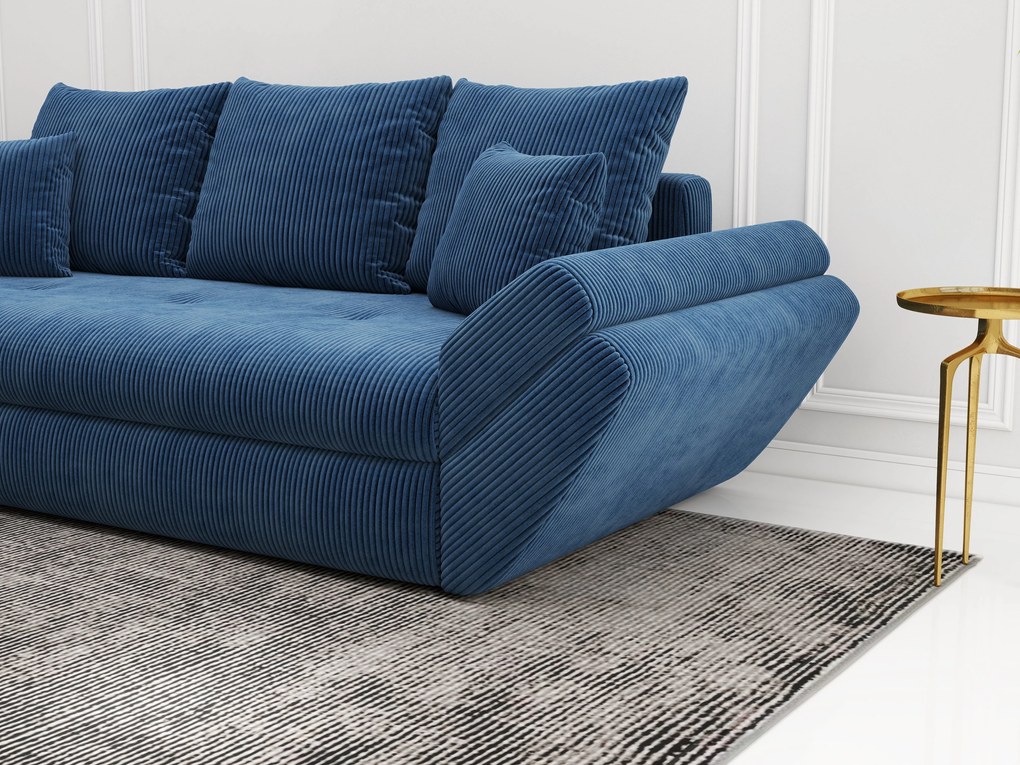 Canapea extensibilă dumonde cu ladă de depozitare si sezut confortabil din spuma high-density, Loana Zoom Blue 250x100 cm