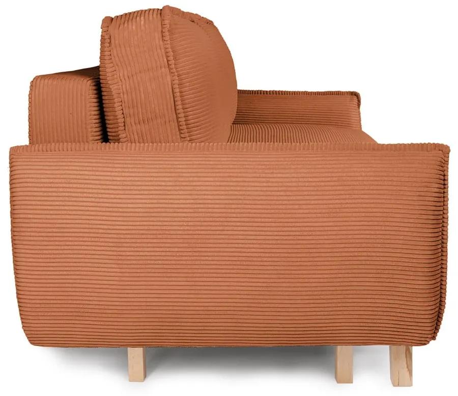 Canapea portocalie extensibilă cu tapițerie din catifea reiată 218 cm Tori – Bonami Selection