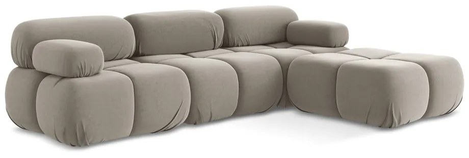 Colțar modular bej cu tapițerie din catifea Lokua – Makamii