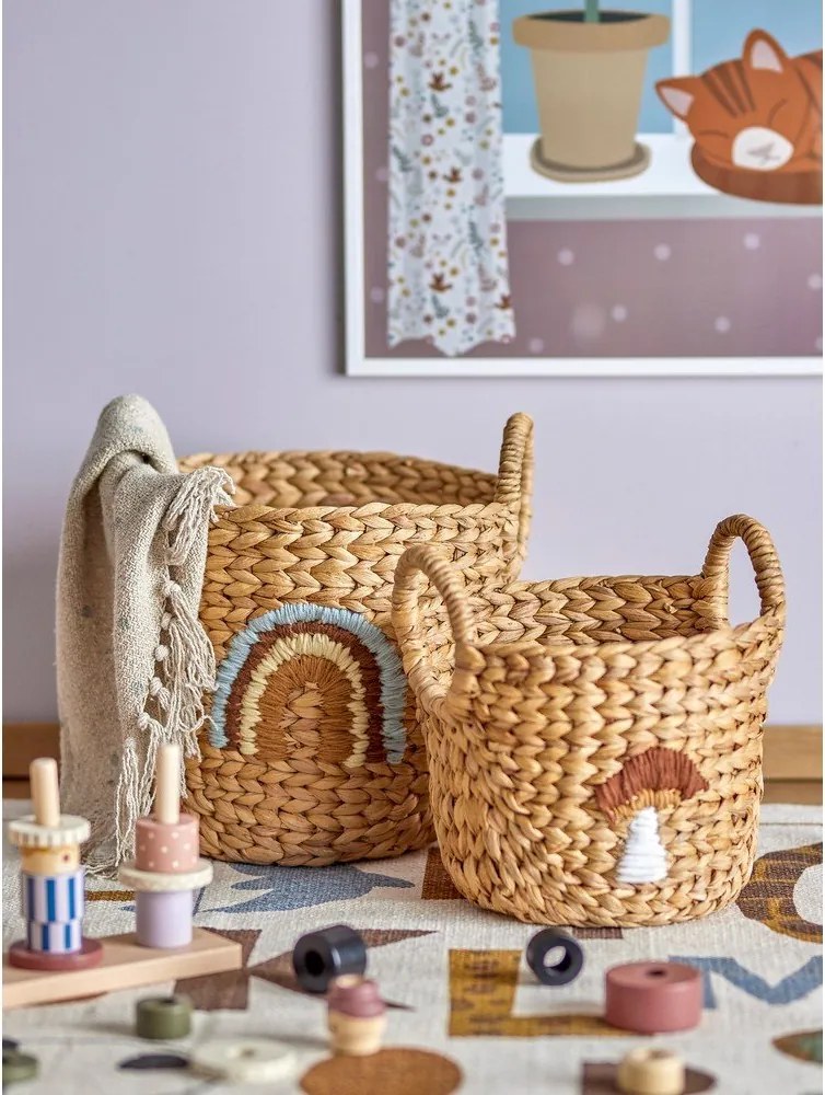 Coșuri de jucării pentru copii în culoare naturală 2 buc. din zambilă de apă ø 32x32 cm Agnes – Bloomingville Mini