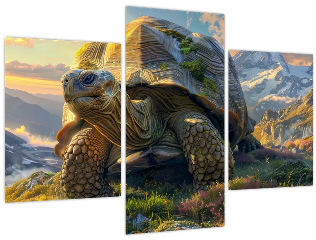 Tablou - Țestoasă și peisaj montan (90x60 cm)