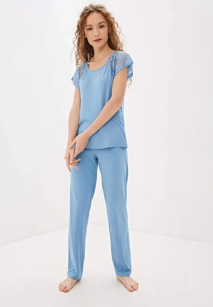 Pijamale femei SUSANA din bambus XL Albastru deschis / Light blue