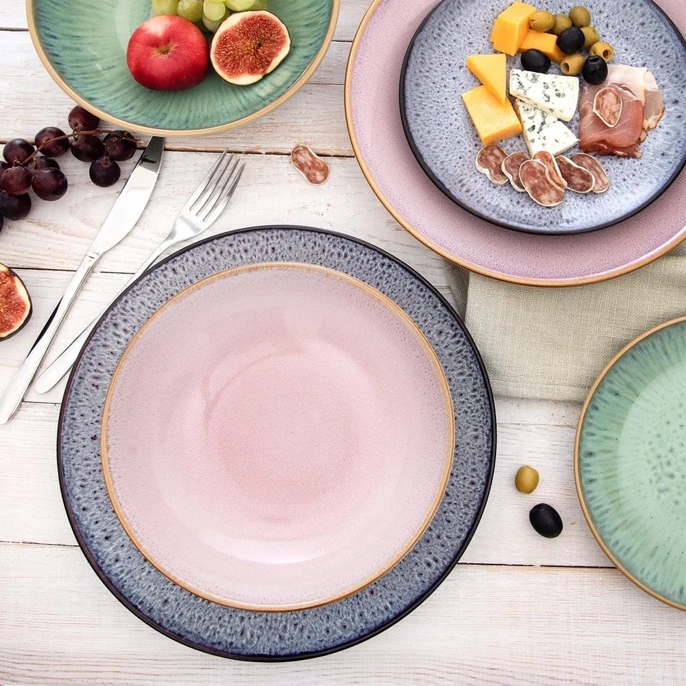 Farfurie roz adâncă din ceramică ø 20,5 cm Glaze – Orion