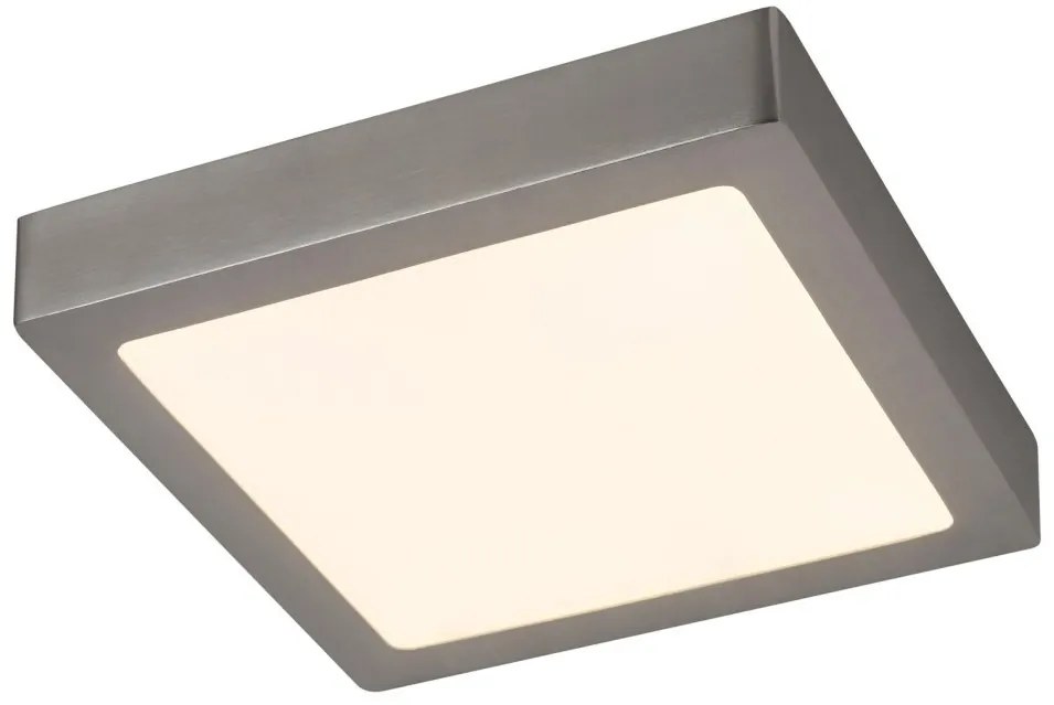 Plafoniera LED design modern LOIS crom satin, alb 22,5x22,5cm